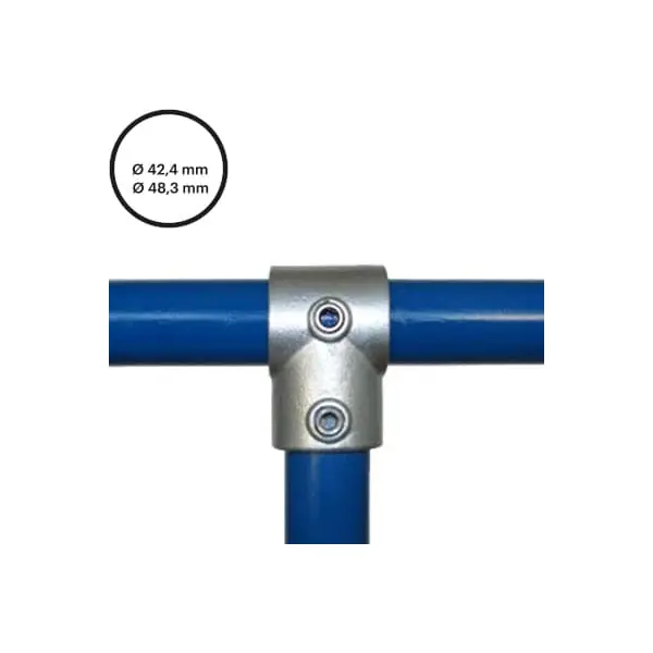 Konstrukční fitinka, spojka ocelových trubek pr. 42,4 mm | pr. 48,3 mm – redukční odbočka 101-C42/D48